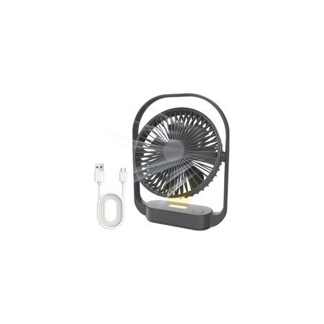 Kabelloser Tischventilator (4000 mAh), 4 Geschwindigkeitsstufen, 2 Nachtlichtmodi, USB-C-aufladbar, bis zu 20 Stunden Akkulaufzeit, leiser Betrieb, für Schlafzimmer, Nachttisch, Büro und Reisen, Schwa (1/5)