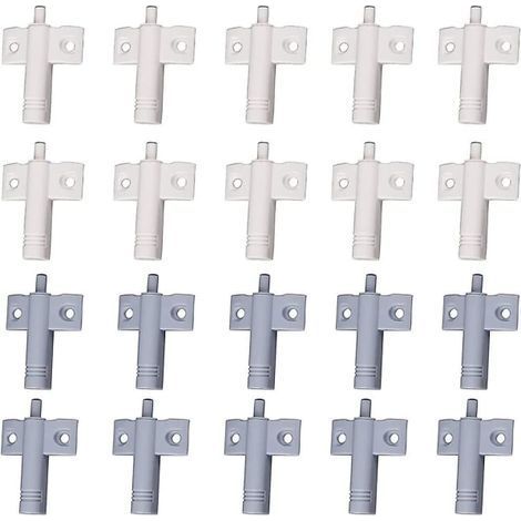 20 amortisseurs de porte de cuisine, amortisseurs de placard, amortisseurs de tiroir, amortisseurs doux et silencieux, pour placards, portes (blanc + gris) (1/5)