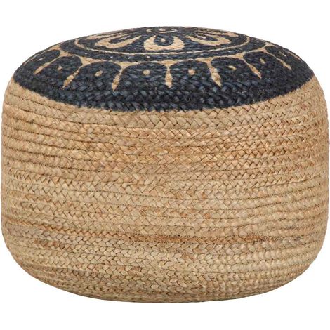 vidaXL Pouf Lavorato a Mano Blu 45x30 cm in Juta (1/3)