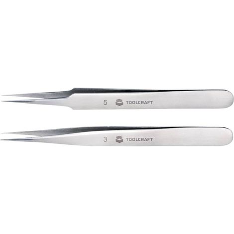 TOOLCRAFT TO-5861034 Kit pinzette 2 parti Acuminate, superfini 120 mm (1/4)