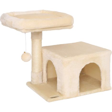 Arbre à Chat avec Niche, Plateforme et sisal, 50 cm, Beige (1/5)