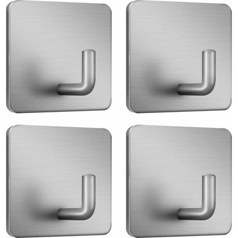 Selbstklebende Haken für Handtücher, zum Aufhängen von Kleidern, Mänteln, Wandhaken, Edelstahl, 4er-Pack (silber)