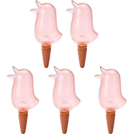 SHINING HOUSE 5pcs Piquets D'arrosage Automatique, Plantes d'oiseaux Mignonnes, Pics D'arrosage Automatiques pour Plantes D'intérieur et D'extérieur et Fleurs en Pot (Rouge désert) (1/5)