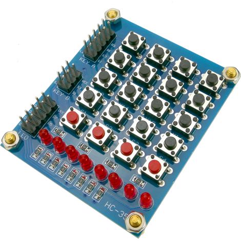 BeMatik - Teclado de 20 teclas 5x4 con pulsadores y 8 luces LED rojas DWT-0260