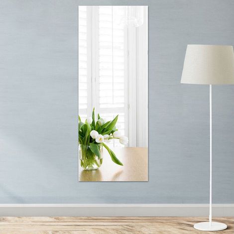 Miroir autocollant flexible dimensions 40 x 122 cm en acrylique épaisseur 0,3 mm pour décoration murale (1/5)