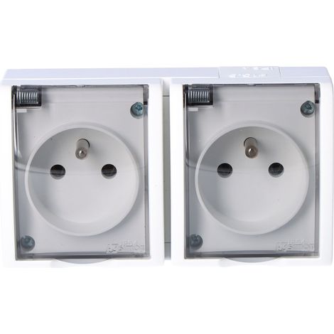 Enchufe doble hermético Simon Aquarius con o sin protección IP54 y cubierta transparente, blanco AQGZ1-2/11a (1/4)