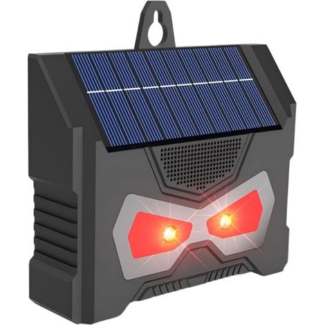 Solarbetriebenes Nagetierabwehrgerät mit blinkenden roten und weißen LED-Leuchten, Ultraschall-Nagetierabwehrgerät für den Außenbereich und Infrarotsensor.