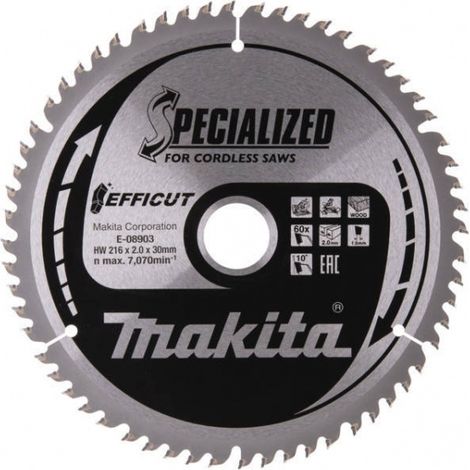 Makita E-08903 Efficut TCT lame de scie à onglet 216x30 mm pour bois (1/5)