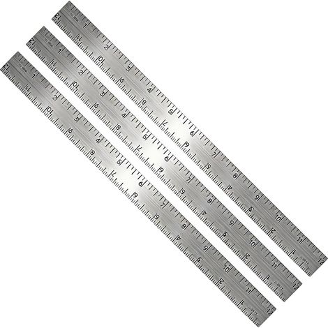 Règles en aluminium, lot de 3, 30, 5 cm (12 pouces), double graduation (1/5)