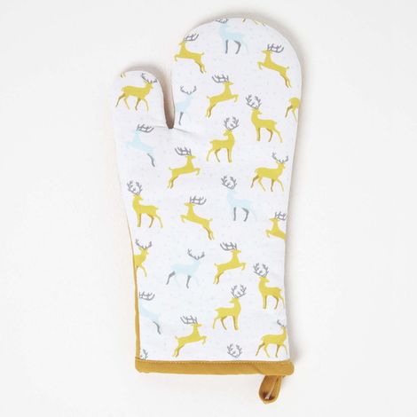 HOMESCAPES Majestic Stag Grey Christmas Oven Glove (1/5)