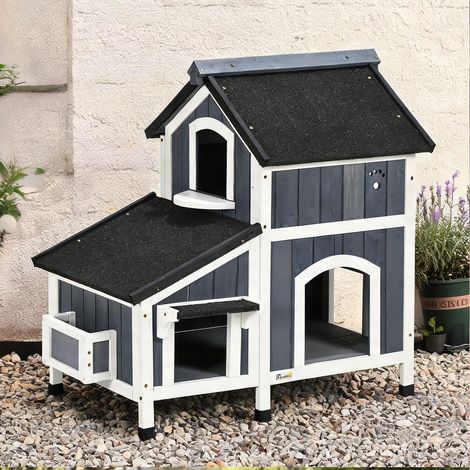 Maison pour chat coloris gris en tannenholz 96 x 65 x 85,5 cm (1/5)