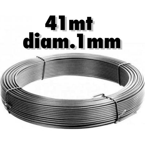Lot de 2 rouleaux de fil de fer galvanisé, 41 mètres chacun, épaisseur 1 mm de diamètre, pour bricolage et fixation (1/2)