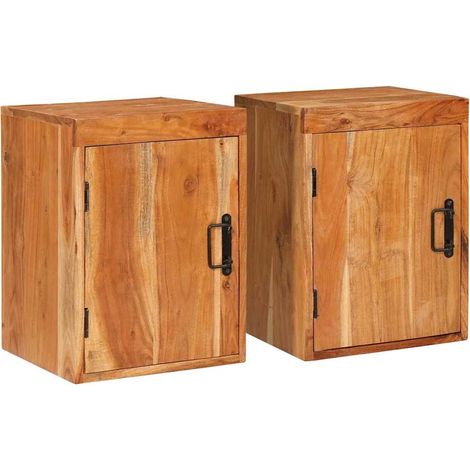 Mesita de Noche 2 pcs Marrón Madera maciza de acacia vidaXL