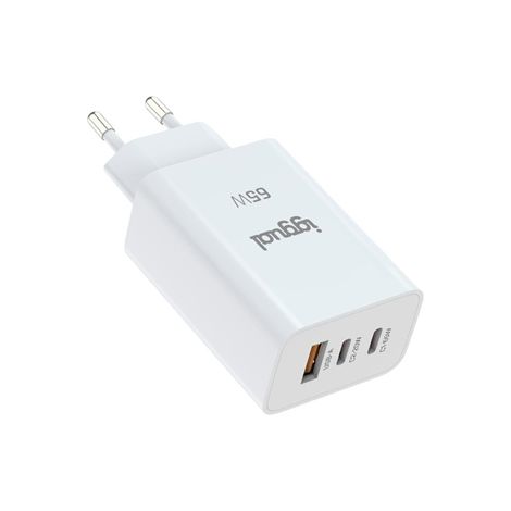 iggual Cargador triple USB-A + 2 x tipo C GaN 65W