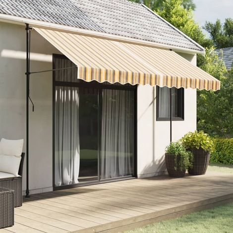 Tissu de remplacement pour auvent rayures multicolores 3,5x2,5m (1/4)