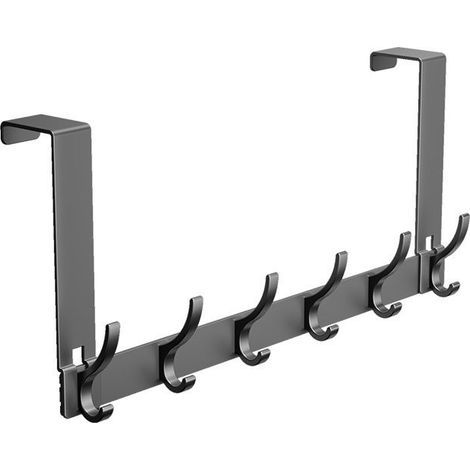 Porte-manteau en acier inoxydable pour portes de salle de bain et de chambre (noir) (1/4)