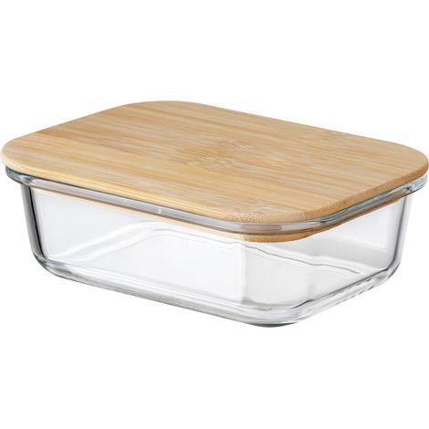 Florina Clavato Glasbehälter mit Bambusdeckel, 1040 ml, rechteckig