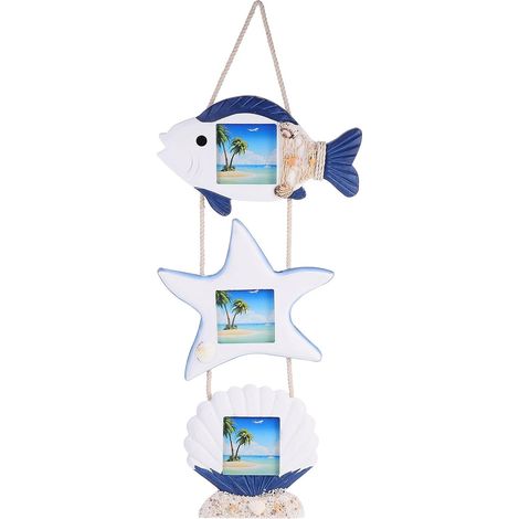 Cadre en Bois Méditerranéen Décoratif pour Photo Porte-photo Suspendu, Design Unique et Raffiné, pour Déco Murale Salon et Bord de Mer (1/5)