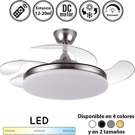 Ventilador de techo tridente Lampara ventilador de techo con luz 59W 6980Lm mejor ventilador de techo 2025 calidad precio Plata Grande diametro: 50-107 cm Plata Grande diametro: 50-107 cm (1/4)