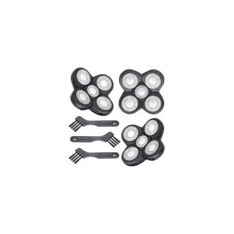 Lot de 3 lames de rechange pour kit de rasage Freedom Head, 5 têtes de rechange pour rasoirs pour hommes chauves, lames de rechange pour rasoirs électriques, 3 brosses (1/4)