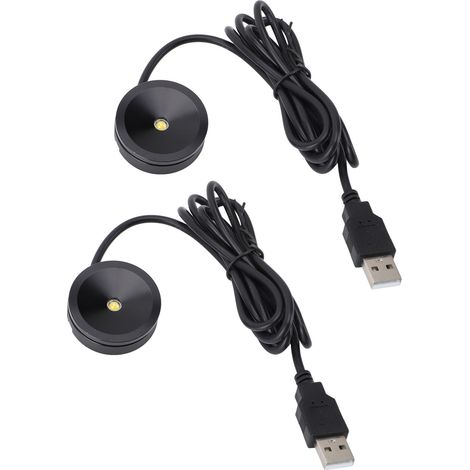 Lot de 2 spots LED mini circulaires en aluminium USB 5V blancs pour intérieur tableaux œuvres vitrine à bijoux armoire d'exposition (1/5)