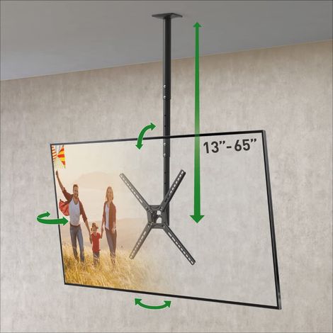 Support de Plafond pour TV à Mouvement Complet de 29 à 65 Pouces – Support d'écran Plat/incurvé à 3 mouvements, Peut Supporter jusqu'à 40 kg, réglable en Hauteur télescopique (1/5)