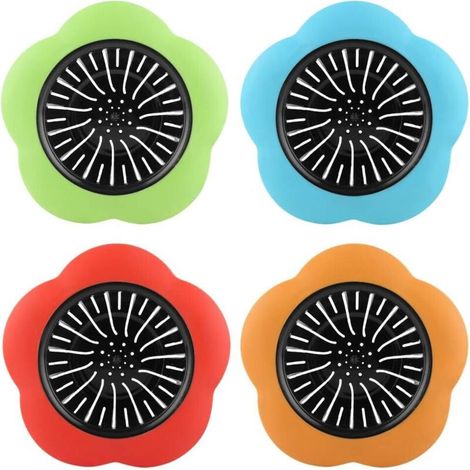 Lot de 4 bouchons de vidange en plastique en forme de fleur pour évier, accessoires de cuisine et de salle de bain (1/5)