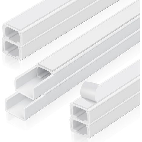 6 x Adhesive Electrical Cable Duct (400 mm x 15 mm x 10 mm), Cable Management for Wall Mounting, Office Cable Management (1/5)