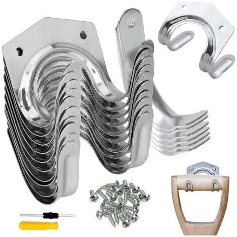 18 Pcs Crochets de Rangement, Porte Outils de Jardin Mural, Porte-Outils Simple/Double en Fer pour Garage Remise Entrepôt Ferme Établi, avec Vis et Tournevis (1/5)