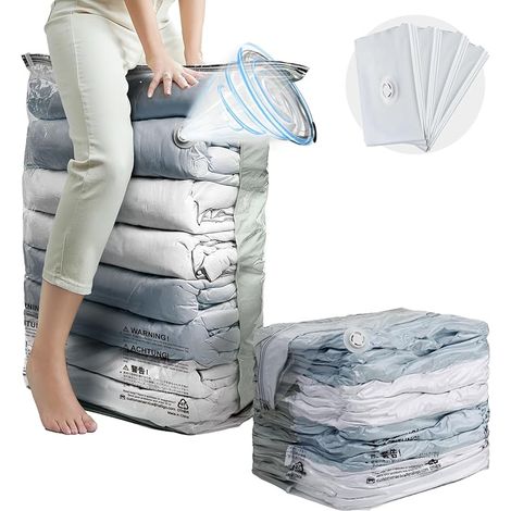 Sac sous vide vetement aspirateur Cube Lot de 4 (80×100×38 cm) Housse de rangement sous vide Gain de Place sac de rangement sous vide Pour Vêtements, Couettes, Oreillers