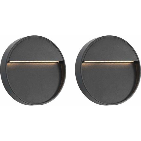 Lot de 2 Appliques murales à LED d'extérieur,Lampe Murale,Applique lumineuse 3 W Noir Rond VDVM953852 (1/5)