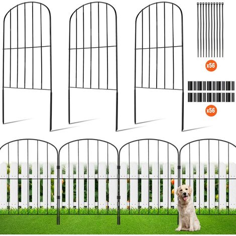 Clôture de Jardin Métal VEVOR Lot de 28 Panneaux 61 x 33 cm Barrière pour Chiens Animaux Décorative Extérieur Noir (1/5)