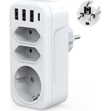 Multiprise Murale avec Ports USB C et Prise Schuko 4000W Adaptateur Electrique pour Cuisine Bureau (1/4)