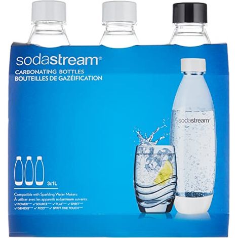 SodaStream Bottiglie fuse per Source, Play, Power, Spirit, Fizzi e Genesis Carbonatore, 1 litro, confezione da 3 di 3 (3 x 1 L) (1/4)