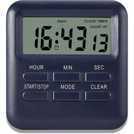 UlisemMinuterie Digitale avec Fonction d'Horloge/Réveil 3 en 1, Minuterie de Cuisine Aimanté, Timer Chronomètre Compte à Rebours, Gestion du Temps pour Cuisine/Étude/Sport (Bleu Foncé) (1/4)