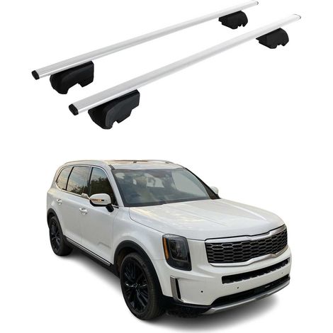 OMAC Dachtrager Quertrager für Kia Telluride 2020-2026 – City Crash getestet – ISO PAS 11154:2006 – Abschliessbar – Max 75 kg – 2 Stangen Stahl Silber (1/5)