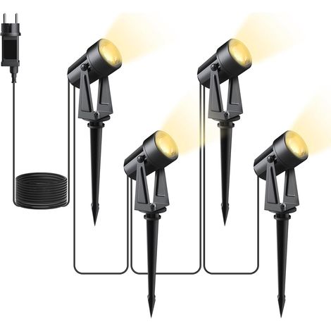 Spot LED Exterieur 4x2W, 14M Éclairage LED de Jardin, Spot LED à Terrasse et Patio, Lampe Extérieur, Projecteur-Spot Exterieur, 3000K Pour Plante, Chemin, Avec Support de Lampe (1/5)