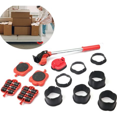 Heavy Furniture Lifter, Furniture Mover Tool Kit Large and Small Effortlessly, Furniture Lifter with 4 Lifting Pads and Casters for Moving, for Sofa, Cabinet (Red)