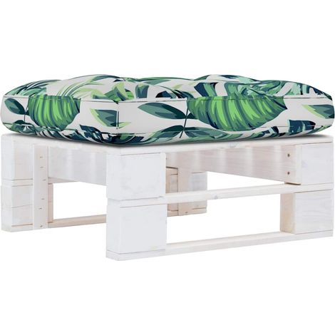 vidaXL Pouf palette de jardin Bois de pin imprégné de blanc (1/5)