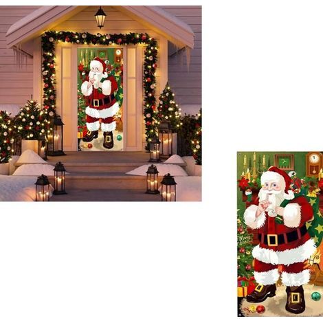 Christmas Décor Santa Claus Door Banner, Hanging Decoration, Backdrop 185 x 90 cm