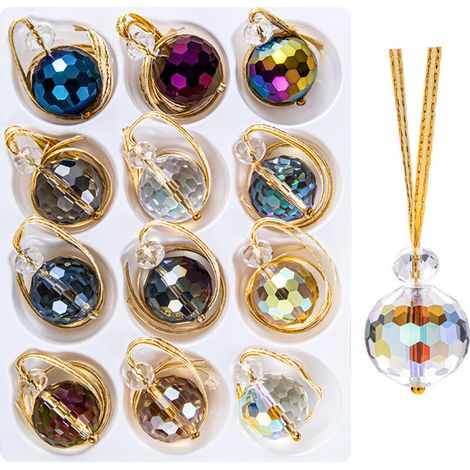 Set mit 12 Weihnachtskugeln (22 mm), Christbaumschmuck, Kristallkugeln, Sonnenfänger, Anhänger, Regenbogen-Prismenkugeln (1/4)