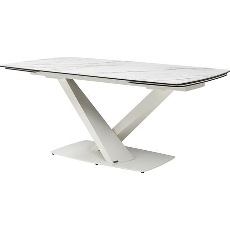 Tavolo da pranzo allun. 6-10px Vetro  Ceramica Metallo Effetto marmo Bianco - MALENA della Maison Céphy