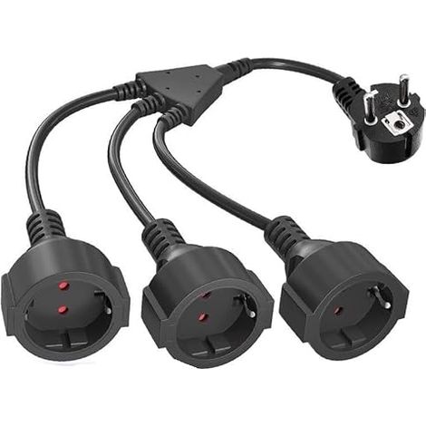 16A Câble Prolongation Extérieur avec 3 Schuko Prise pour Jardin Terrasse 250V Multiprise Extérieur avec Câble Flexible Protection IP44 Étanche Appareil Puissant Tondeuse Chauffage Éclairage Sécurisé (1/5)