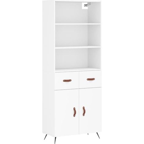 Aparador buffet cómoda armario mueble organizador cocina salón salón alto 69,5 x 34 x 180 cm madera contrachapada blanco 020032608