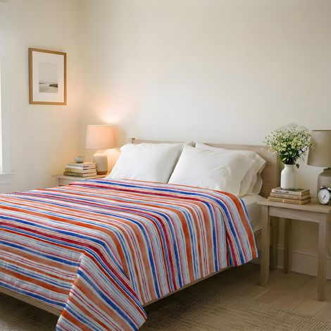 Couvre-lit matelassé d’été en Microfibre Douce imprimée – Couette Printemps-été mi-Saison – Strisce, Double 250x240 cm (1/5)