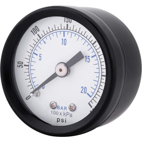 Water Pressure Gauge 20 Bar Pressure Gauge Compressor Pressure Gauge 20 Bar For Fuel, Air, Oil, Liquid Water 0-20 Bar/0-300 Psi Connection 1/8" BSPT (1/5)