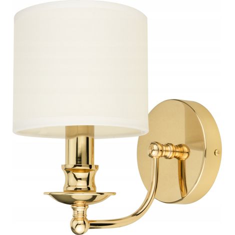Lámpara de pared Abu Dhabi E14 40W color dorado con pantalla de tela Cosmo Light (1/5)
