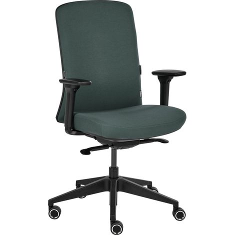 Sedia da ufficio ergonomica con schienale regolabile braccioli regolabili e supporto lombare verde scuro Kamilon (1/5)