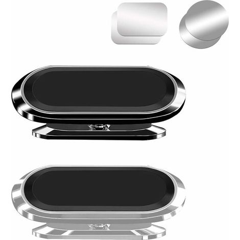 2 Pièces Support Téléphone Voiture Magnétique, Super Magnet 360 ° Support de Téléphone Portable Réglable, Support de Smartphone Antidérapant pour Voiture Universelle (Noir & Argent)-LIAIKI (1/5)