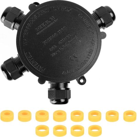 Boite de Dérivation étanche Exterieur, Boite de Jonction Etanche IP68, Connecteur Electrique Etanche 4 Voies Ronde, Boîte de Jonction de Câble, Boîte de Connexion pour électrique Câble 5 15 mm² (1/5)